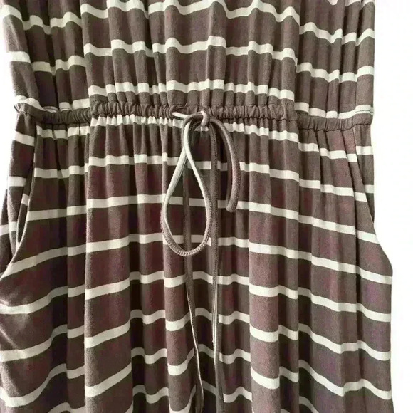 Simier Fariry Womens Dress Size Medium Brown Stripes Stretchy Casual Pockets‎ - Picture 9 of 12